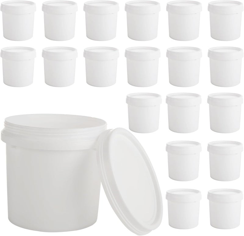 AKOLAFE 20 Pack Paint Buckets for Painting Empty Paint Cans Quart Plastic Paint Containers with Lids 2 Pint Plastic Paint Can 1/4 Gallon Paint Pail Small Paint Storage Containers for Leftover Paint - Image 1